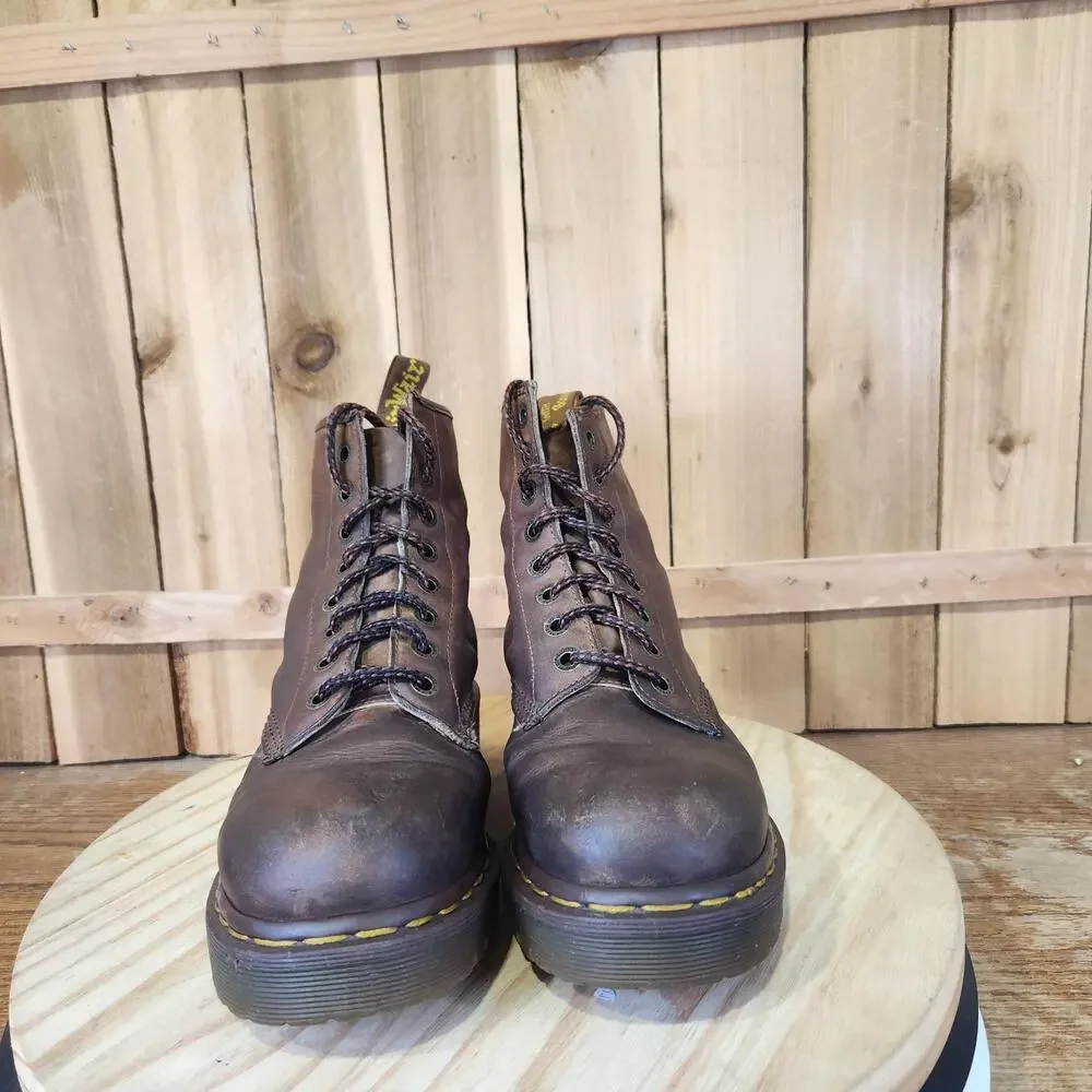 Vintage Dr. Martens Boots Mens 9 Brown Leather Ankle Work Combat England Made
